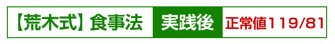 荒木式食事法実践後正常値１１９/８１